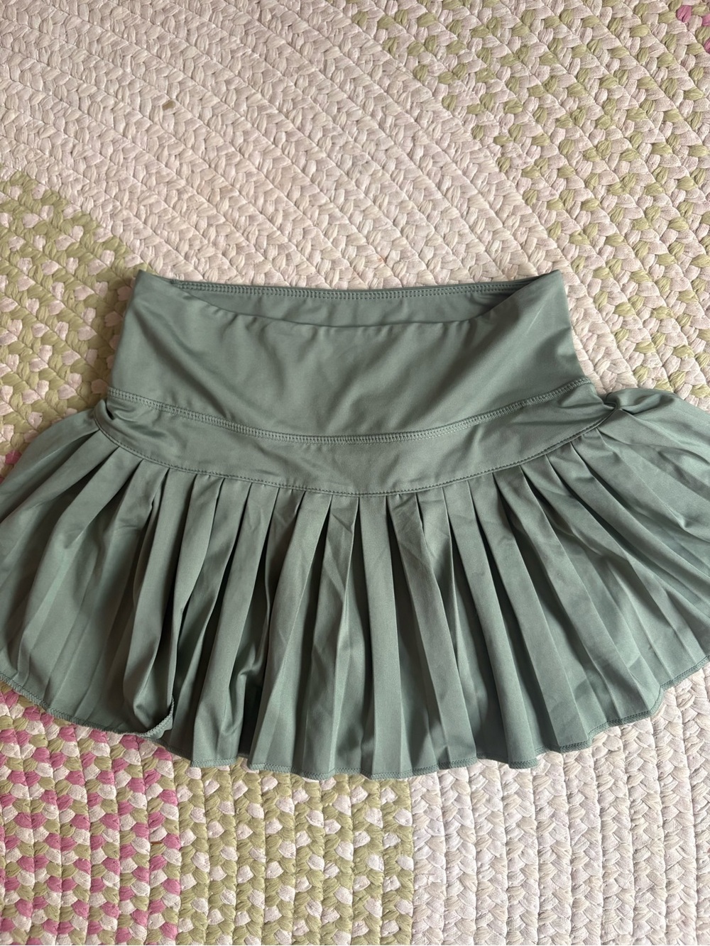 Pleated Mini Skirt in Sage Green — Women's Active Skirt
